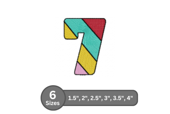 Candy Stripe Number -7 Embroidery Design