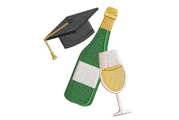 Graduation Champagne Embroidery Design