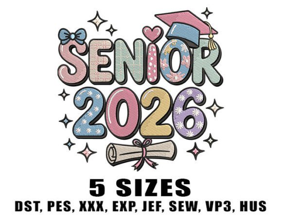 School Senior Embroidery Design